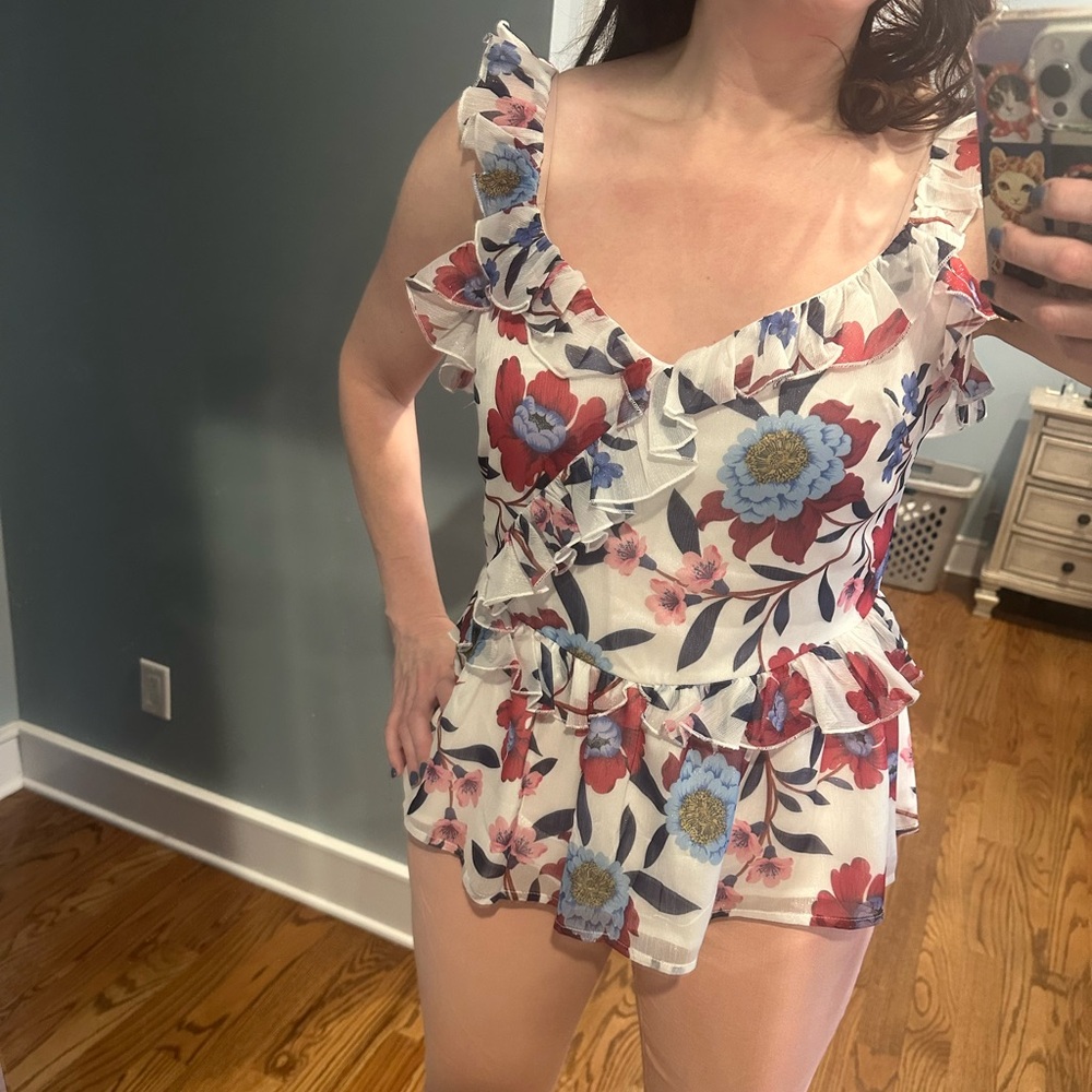FRENCH CONNECTION Floral Ruffle Top